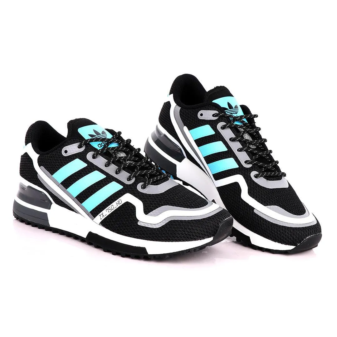 Adidas ZX 750 HD Black And Sky Blue Sneakers