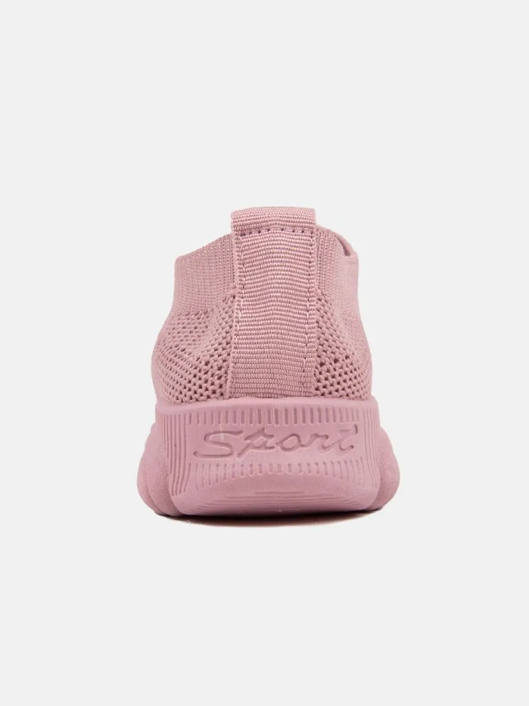 Baby Girl Mesh Sock Shoes Trainers with Teddy Design Sole - Dusty Pink