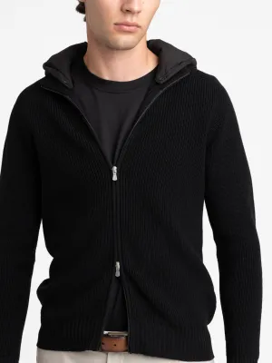 Black Rain Wool Detachable Hooded Sweater