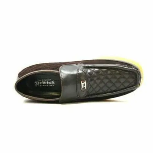 British Walkers Checkers Men's Brown Leather and Suede Slip Ons