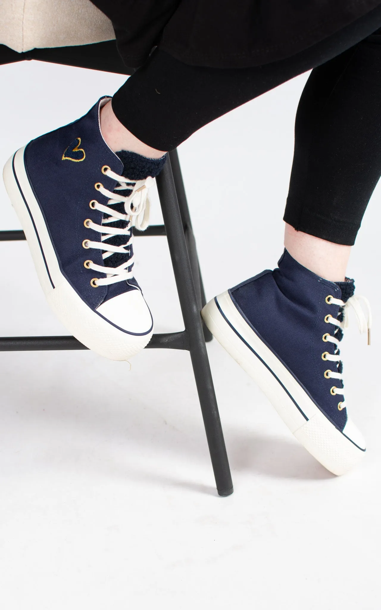 Connie Trainer | Platform High Top | Navy