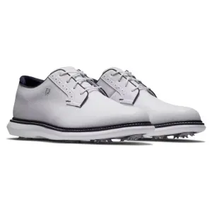 FootJoy Mens Traditions Blucher Cleated Golf Shoes - White/White/Navy