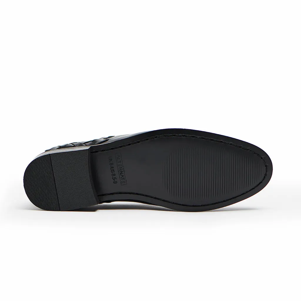 HAND WOVEN SLIP-ONS- BLACK