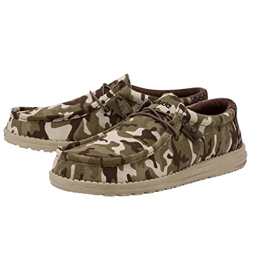 Hey Dude Men's Wally Camo Flag | Men’s Shoes | Men's Lace Up Loafers | Comfortable & Light-Weight