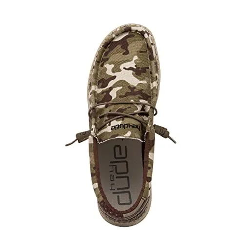 Hey Dude Men's Wally Camo Flag | Men’s Shoes | Men's Lace Up Loafers | Comfortable & Light-Weight