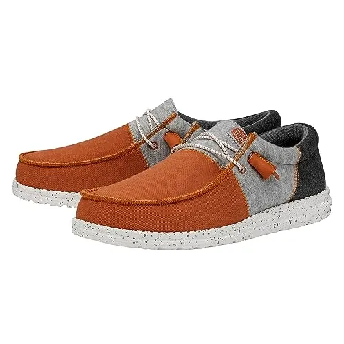 Hey Dude Wally Tri Varsity Orange Size M9 | Men's Shoes | Men's Slip On Loafers | Comfortable & Light-Weight