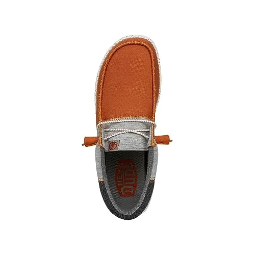 Hey Dude Wally Tri Varsity Orange Size M9 | Men's Shoes | Men's Slip On Loafers | Comfortable & Light-Weight