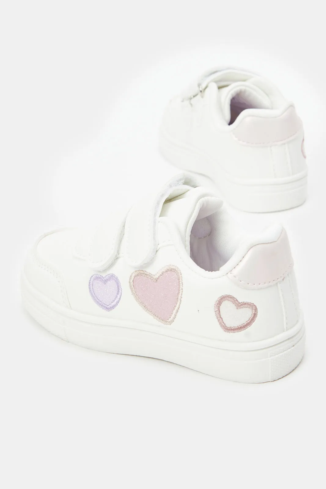 Infant Girls White Heart Trim Trainer