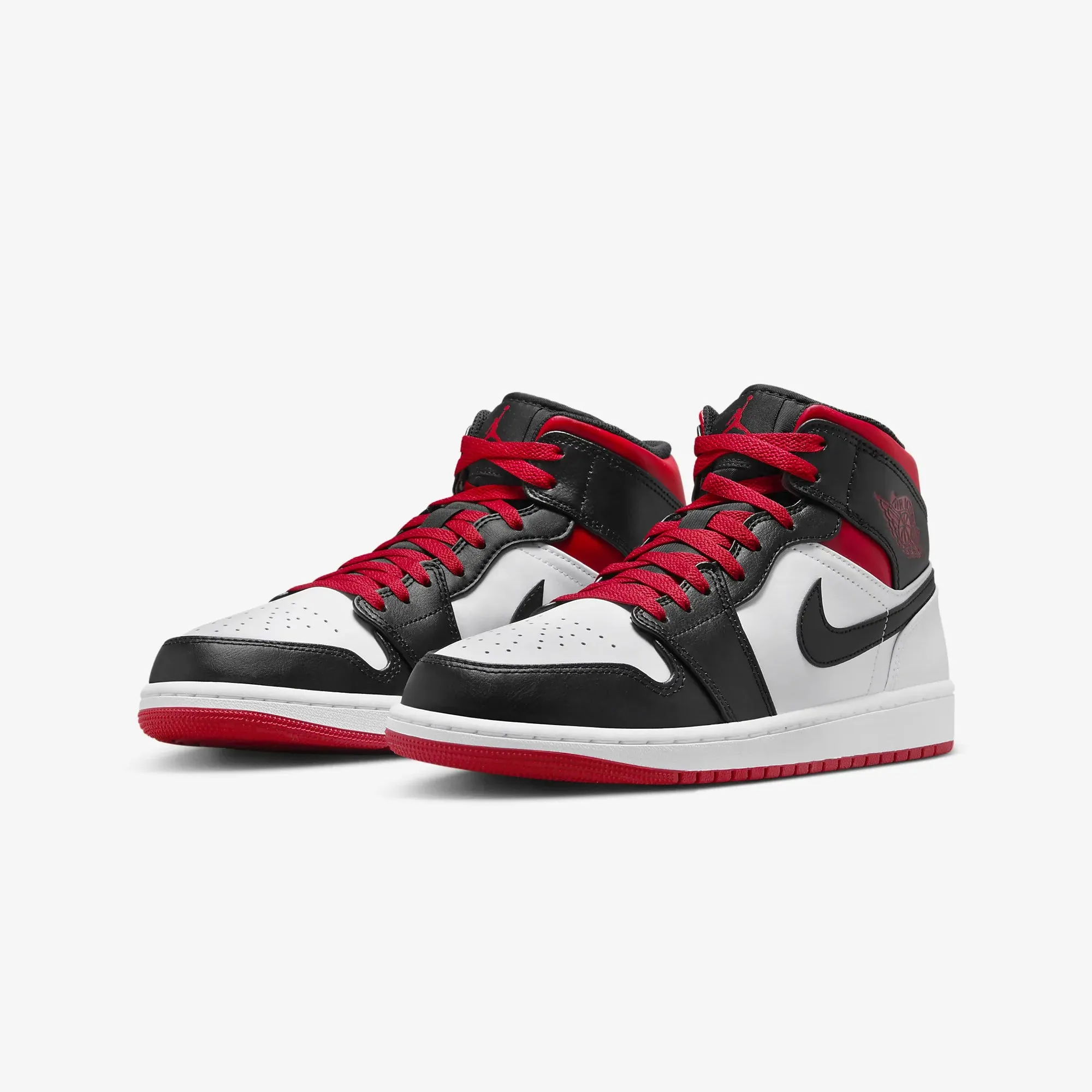 Jordan | AIR JORDAN 1 MID  { WHITE/GYM RED-BLACK