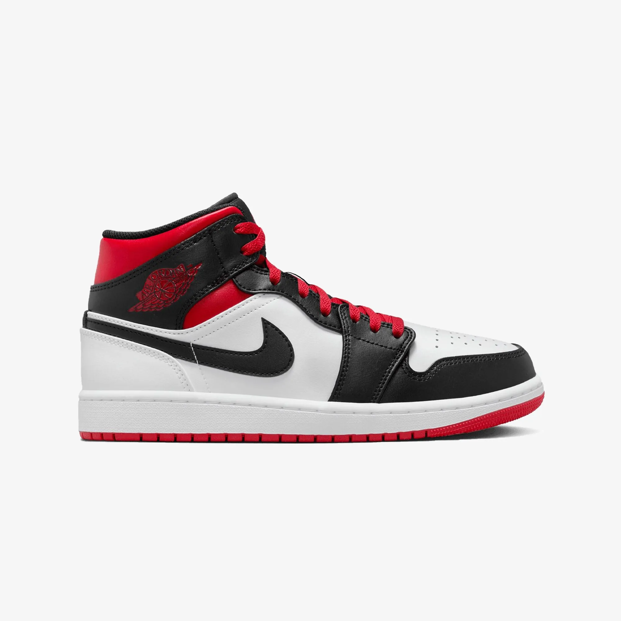 Jordan | AIR JORDAN 1 MID  { WHITE/GYM RED-BLACK