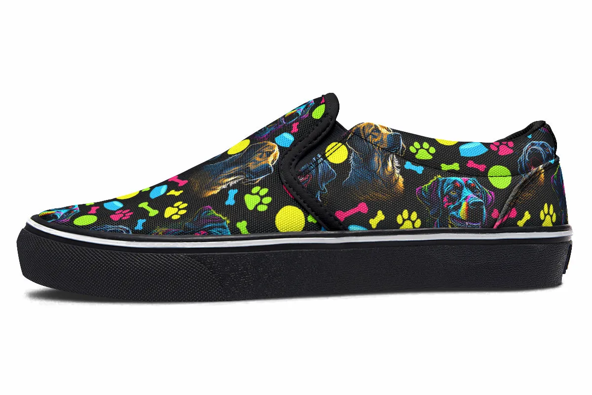 Neon Dogs Slip Ons