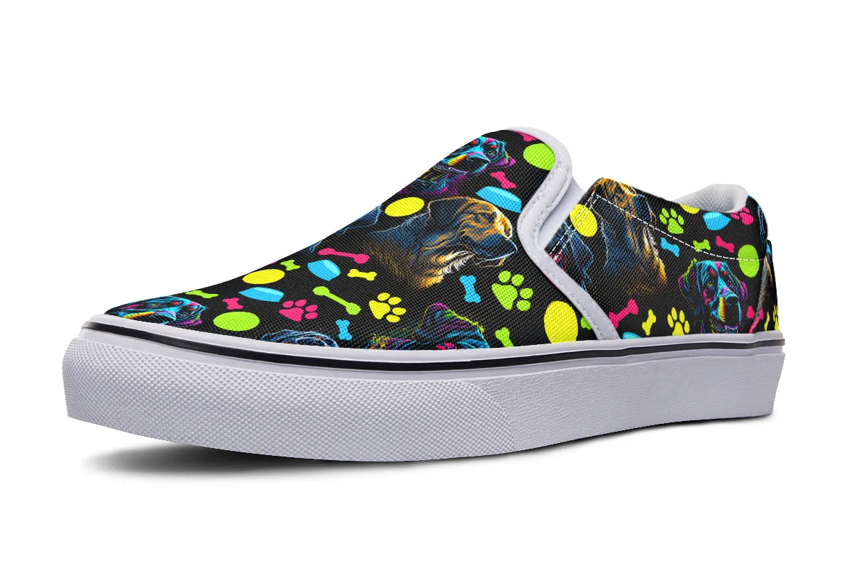 Neon Dogs Slip Ons