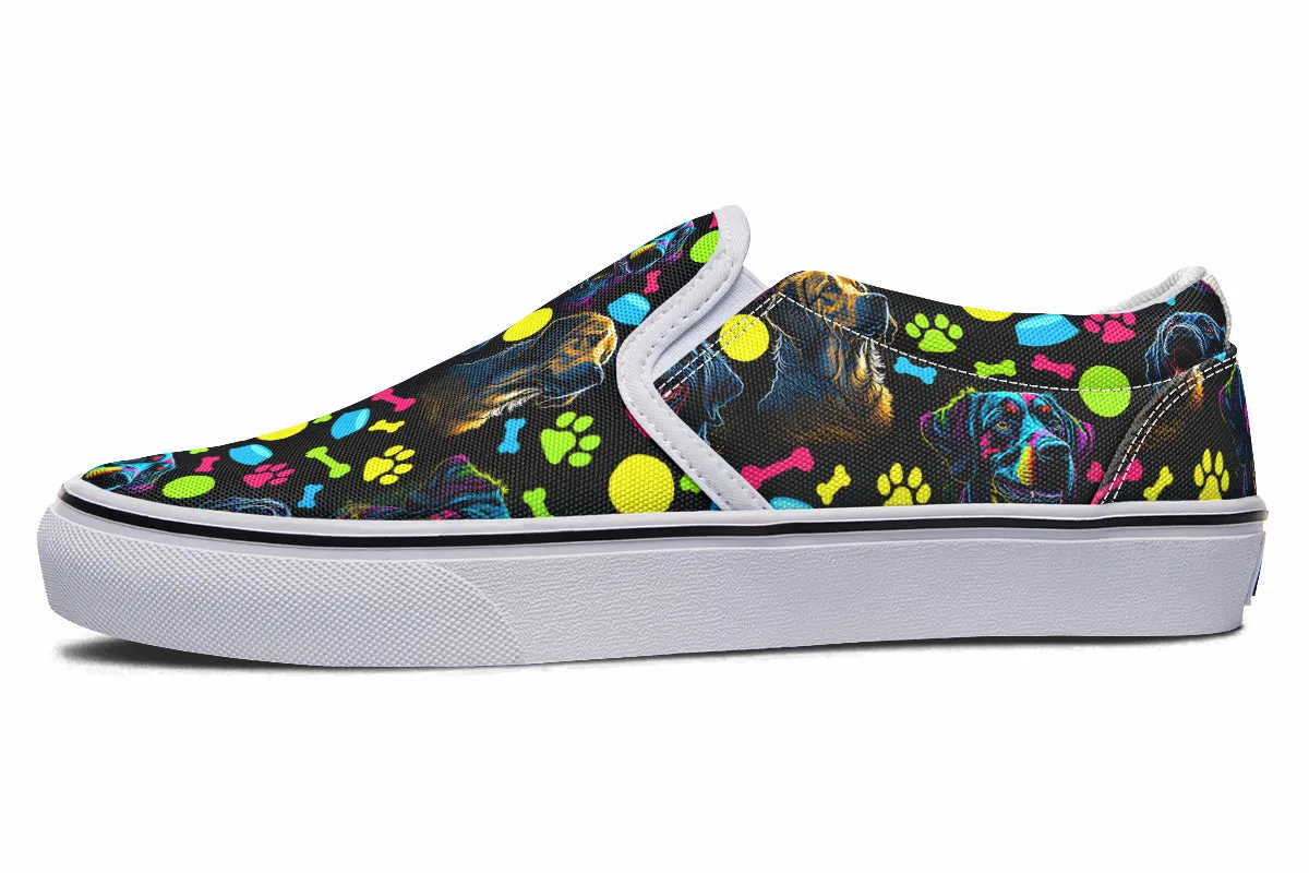 Neon Dogs Slip Ons