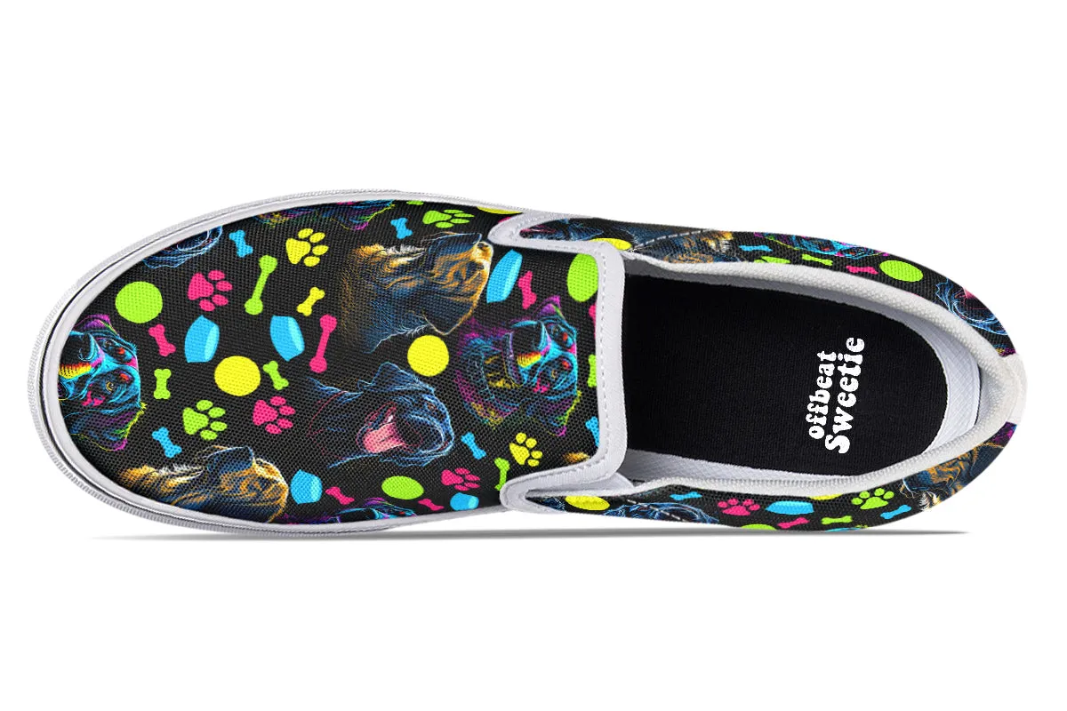 Neon Dogs Slip Ons