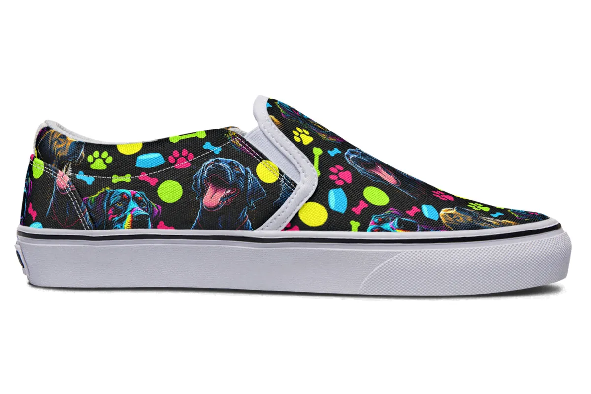 Neon Dogs Slip Ons