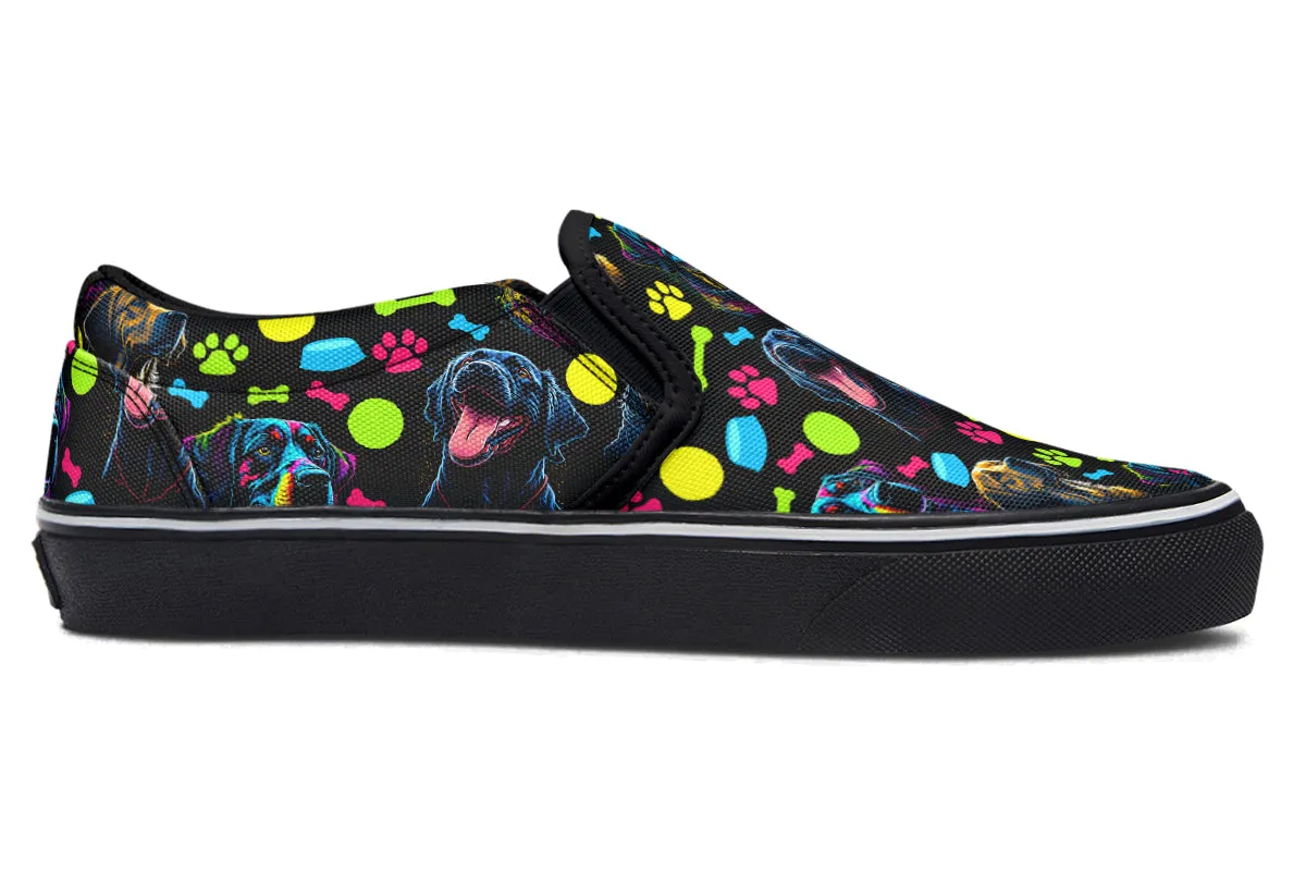 Neon Dogs Slip Ons