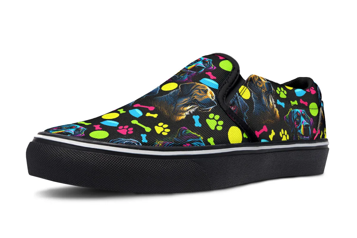 Neon Dogs Slip Ons