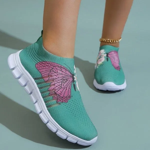 Purpdrank - Cyan Casual Patchwork Printing Round Comfortable Shoes