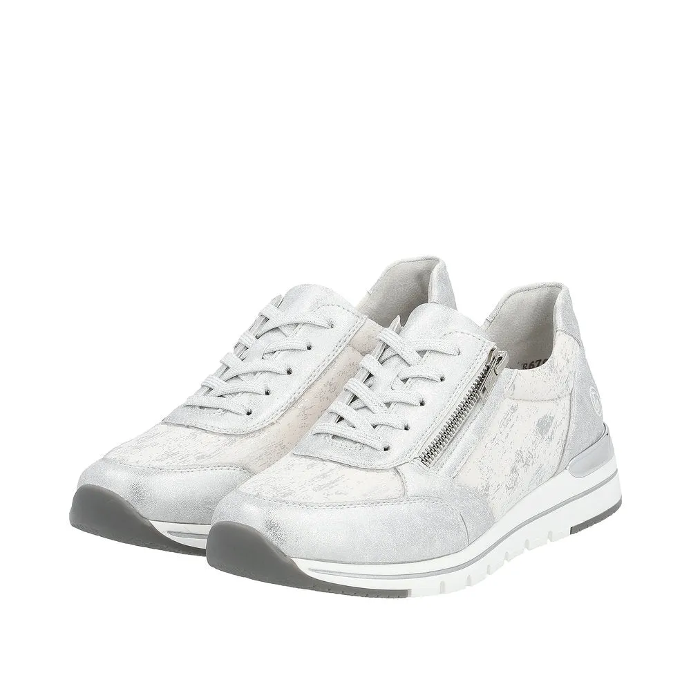 Remonte R6700-91  Ladies Silver Textile Zip & Lace Shoes