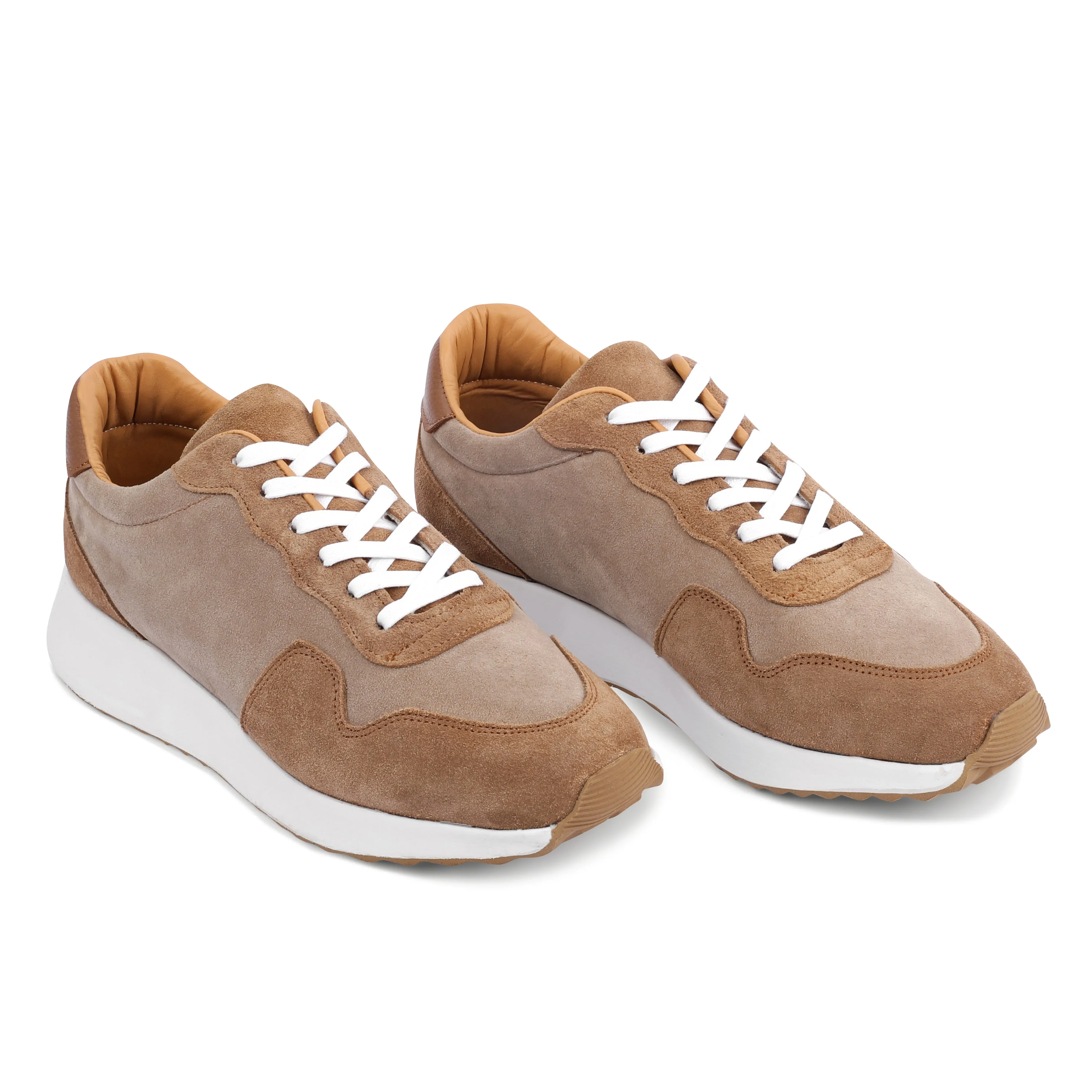 SUEDE X LEATHER EVA SOLE SNEAKERS - BEIGE