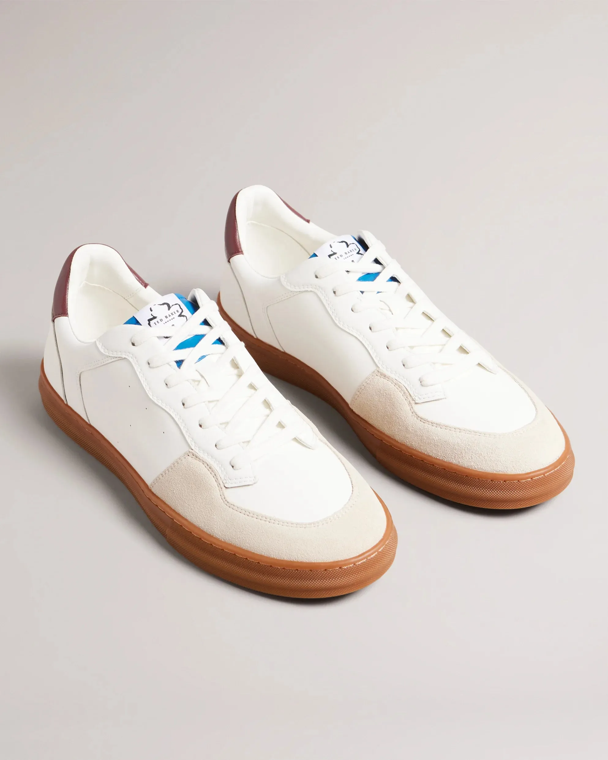 Ted Baker Barkerl Leather and Suede Trainers | White