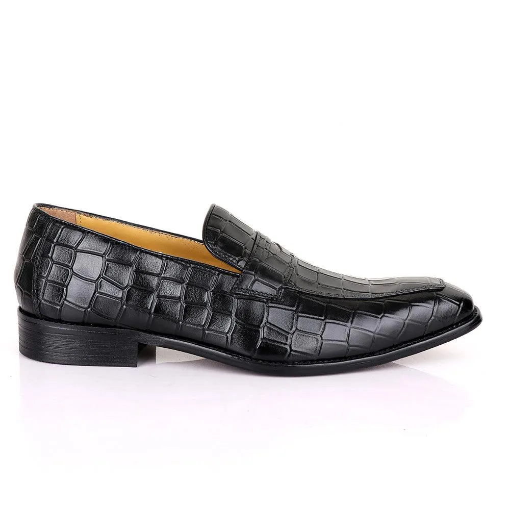 Terry Taylors Croc Black Leather Formal Shoe