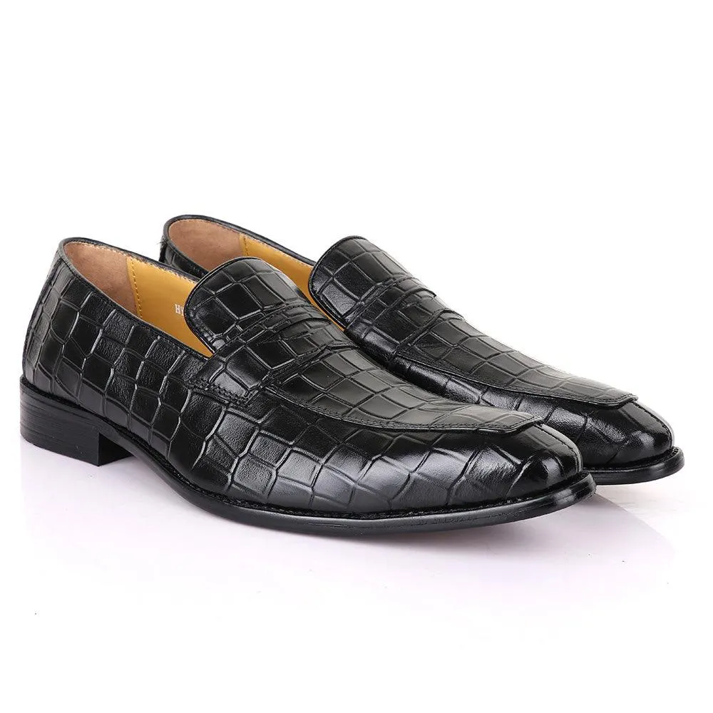 Terry Taylors Croc Black Leather Formal Shoe