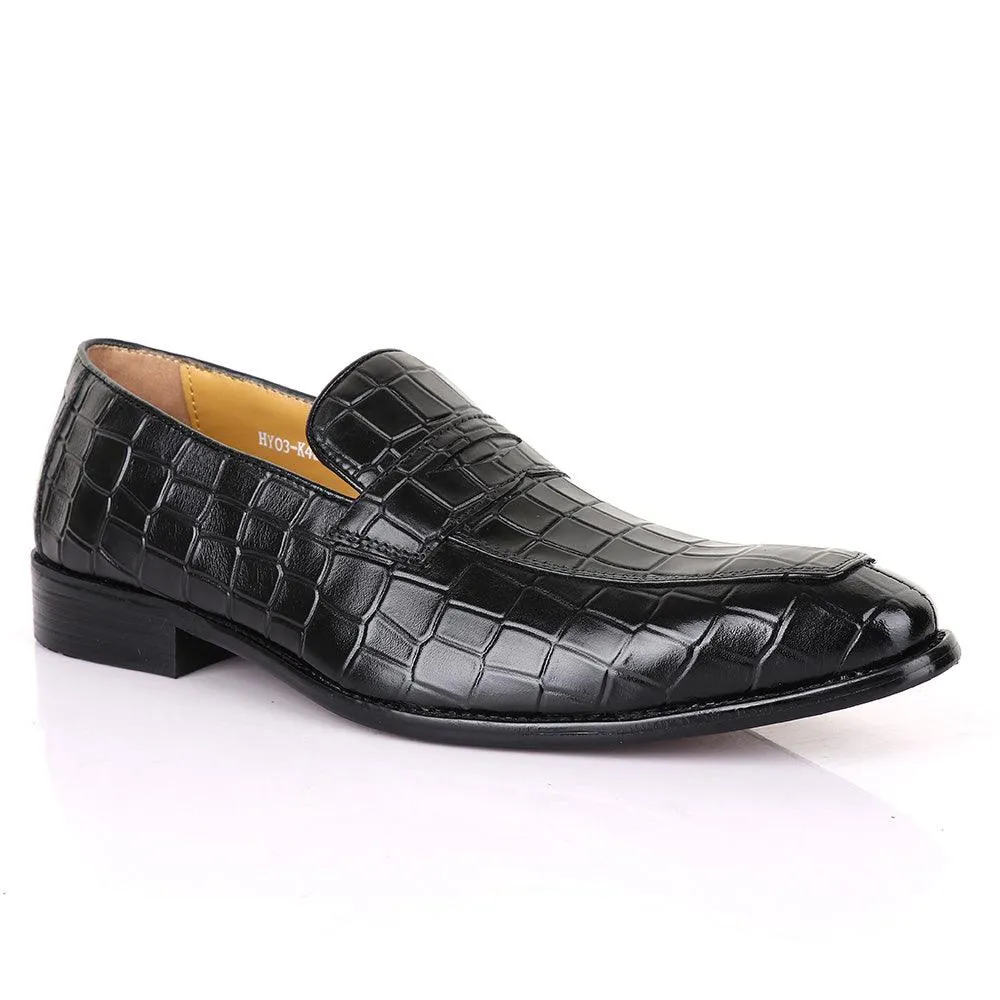 Terry Taylors Croc Black Leather Formal Shoe