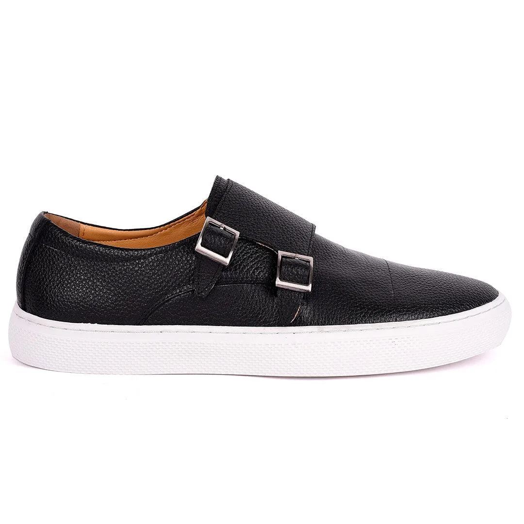 Terry Taylors Exquisite Leather Double Strap Sneaker Shoe- Black