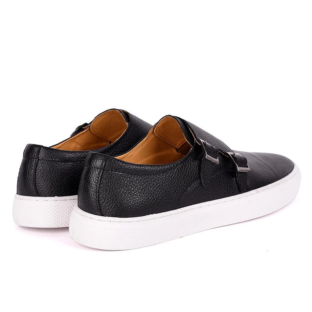 Terry Taylors Exquisite Leather Double Strap Sneaker Shoe- Black