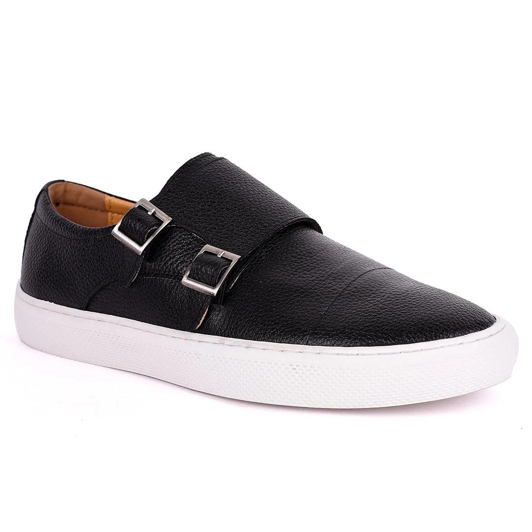 Terry Taylors Exquisite Leather Double Strap Sneaker Shoe- Black