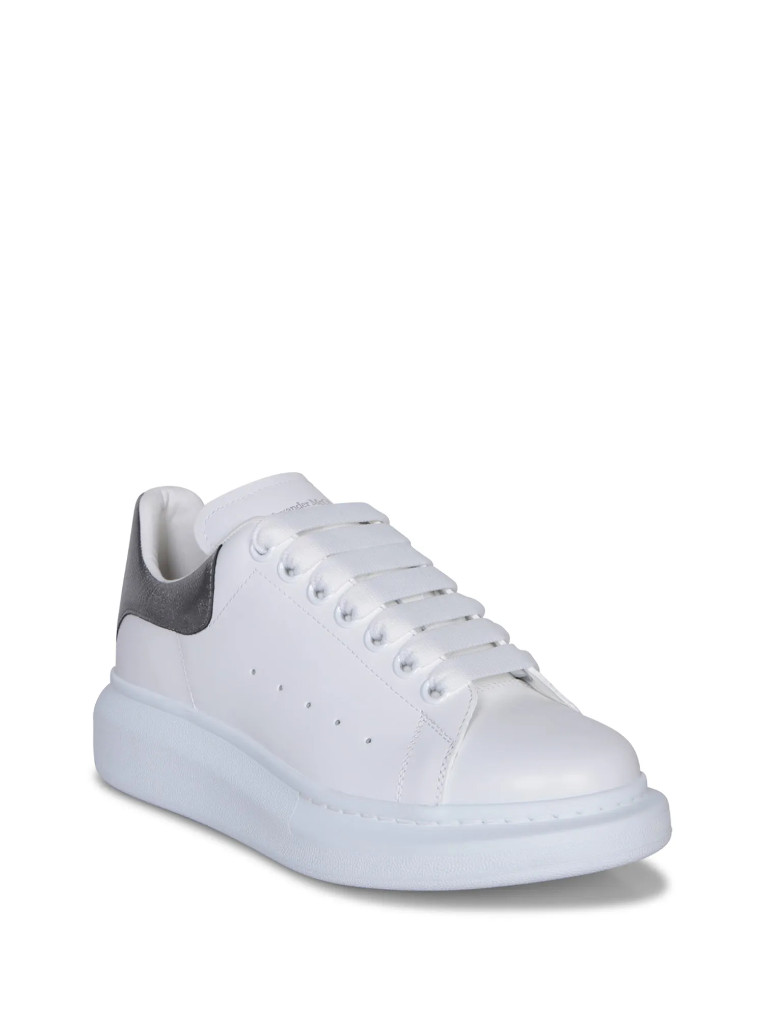 White and metallic black leather Oversize sneakers