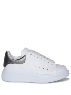 White and metallic black leather Oversize sneakers