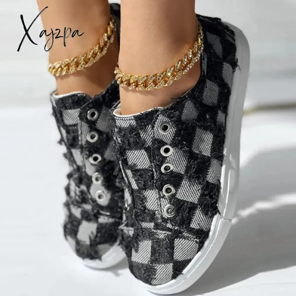 Xajzpa - Black Casual Patchwork Round Comfortable Shoes