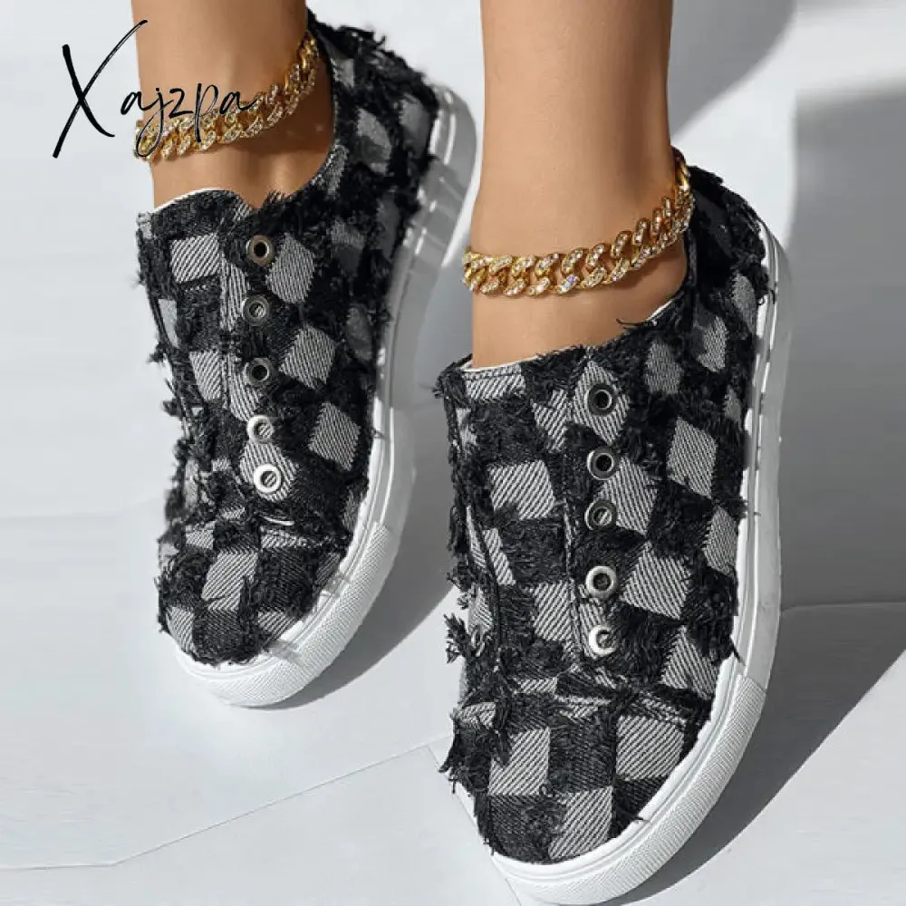 Xajzpa - Black Casual Patchwork Round Comfortable Shoes